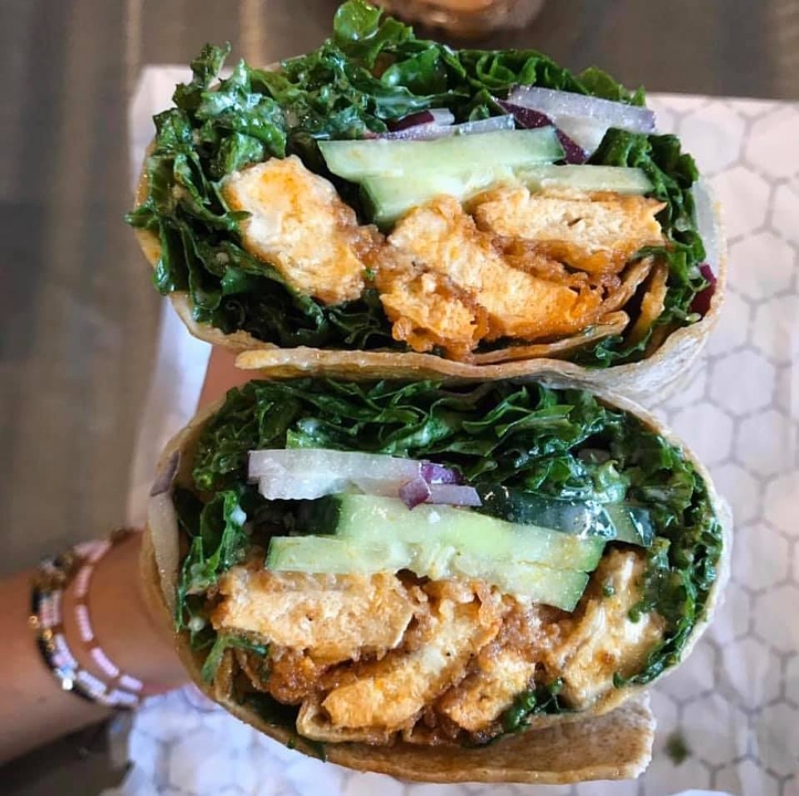 Order Buffalo Chk'n Kale Caesar Wrap food online from Greens And Grains store, Galloway on bringmethat.com