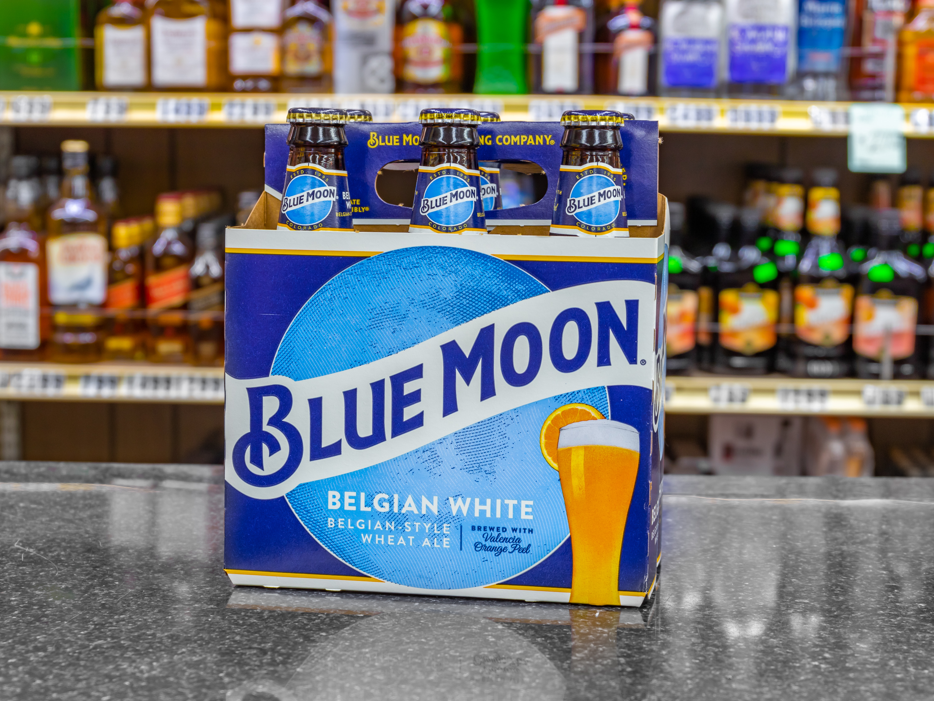 Order Blue Moon, 6 Pack 12 oz. Bottle Beer food online from Crown Empire Liquor store, Costa Mesa on bringmethat.com