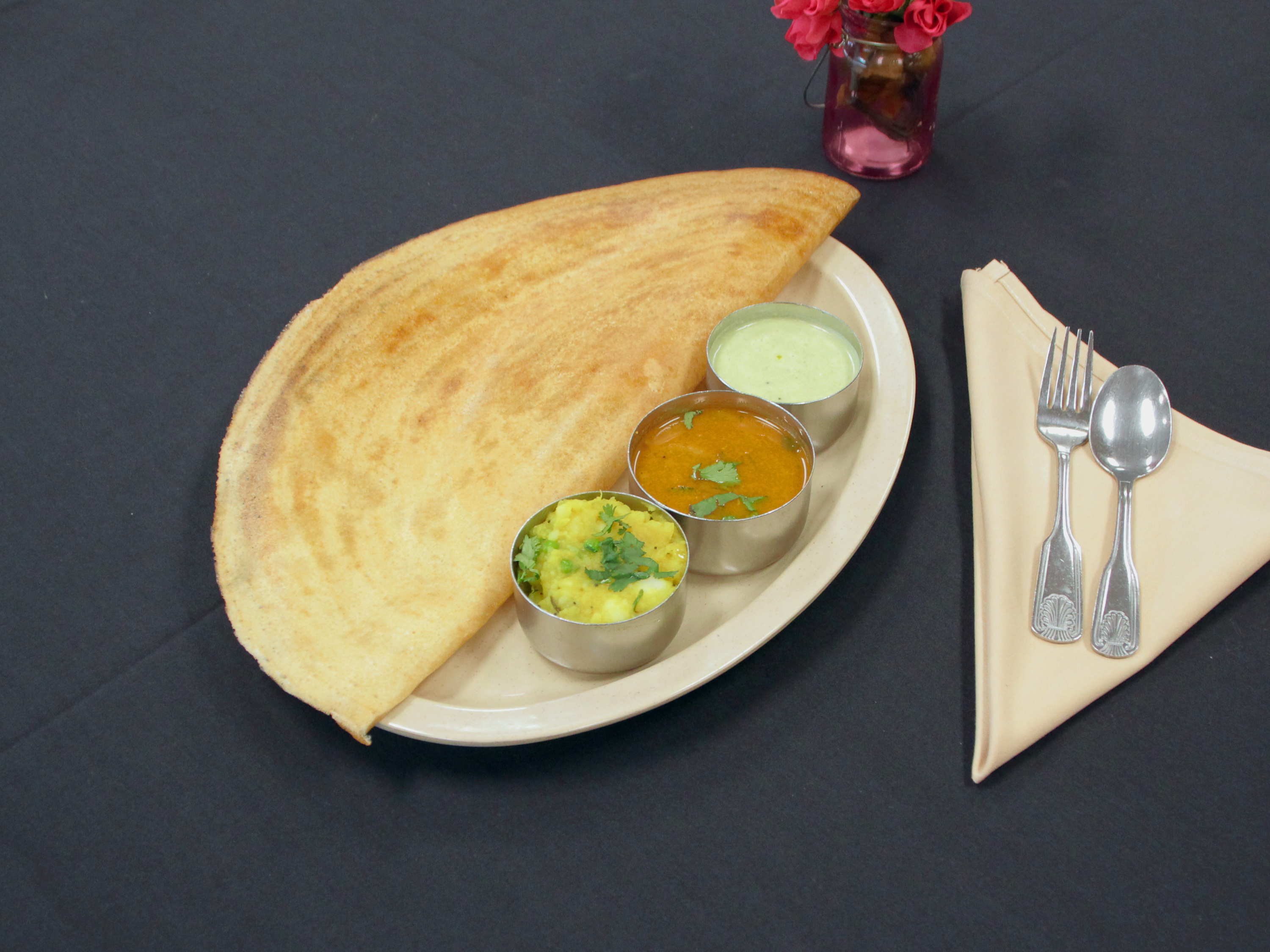 Order Masala Dosa (Dosa Served With Sambar(south Indian lentil soup and food online from Gokul Cafe store, Columbus on bringmethat.com
