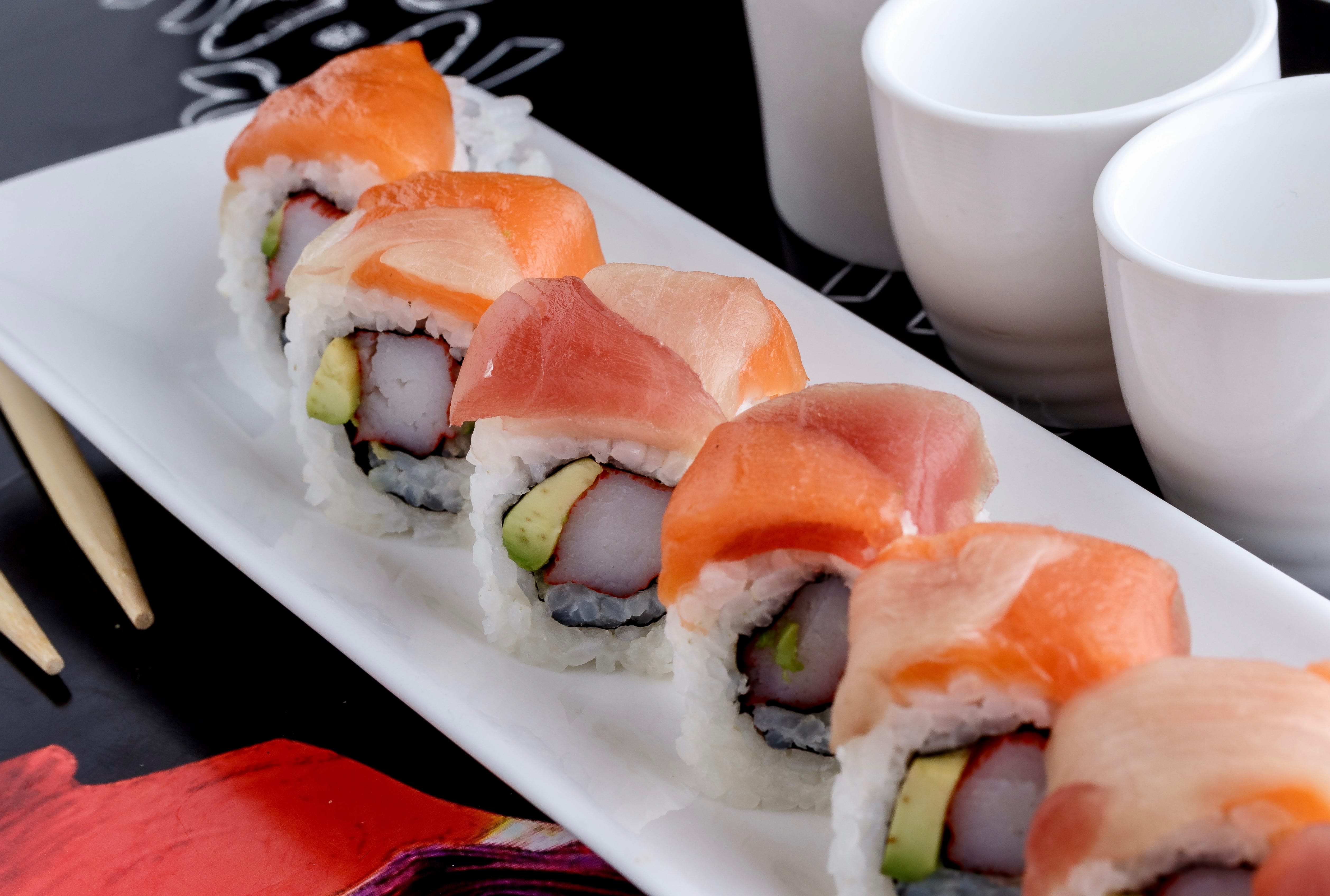 Order Rainbow Roll food online from Koi Japanese Sushi Bar & Lounge store, Beaumont on bringmethat.com