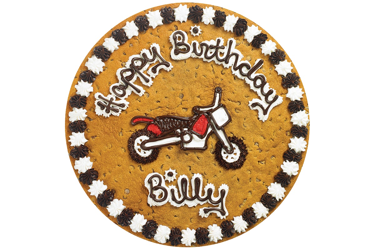 Order Motorcycle Happy Birthday - B1023  food online from Great American Cookies - Bel Air Mall store, Mobile on bringmethat.com
