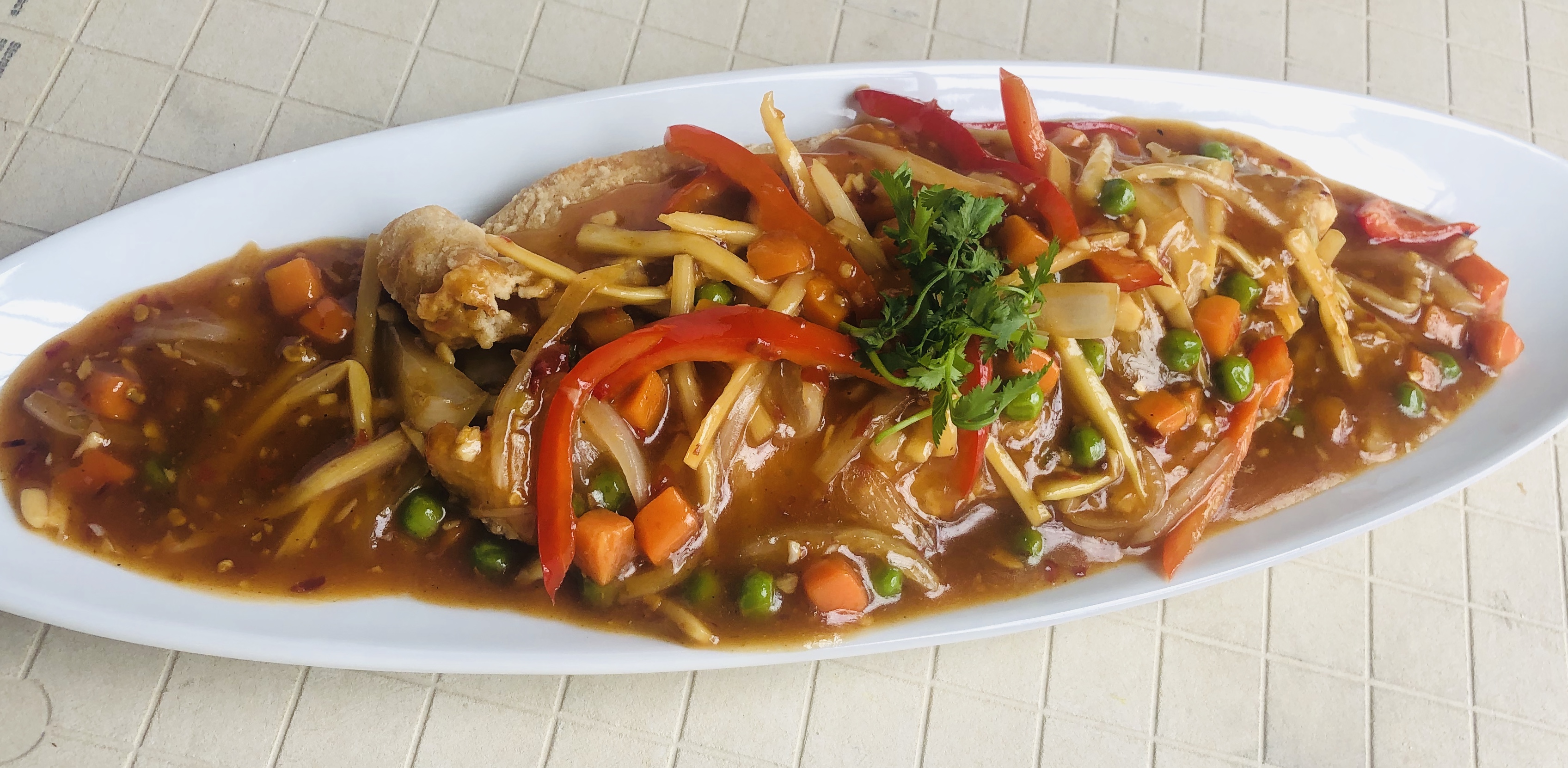 Order SE2. Chili Fish food online from Thai Quality Restaurant store, Oxnard on bringmethat.com