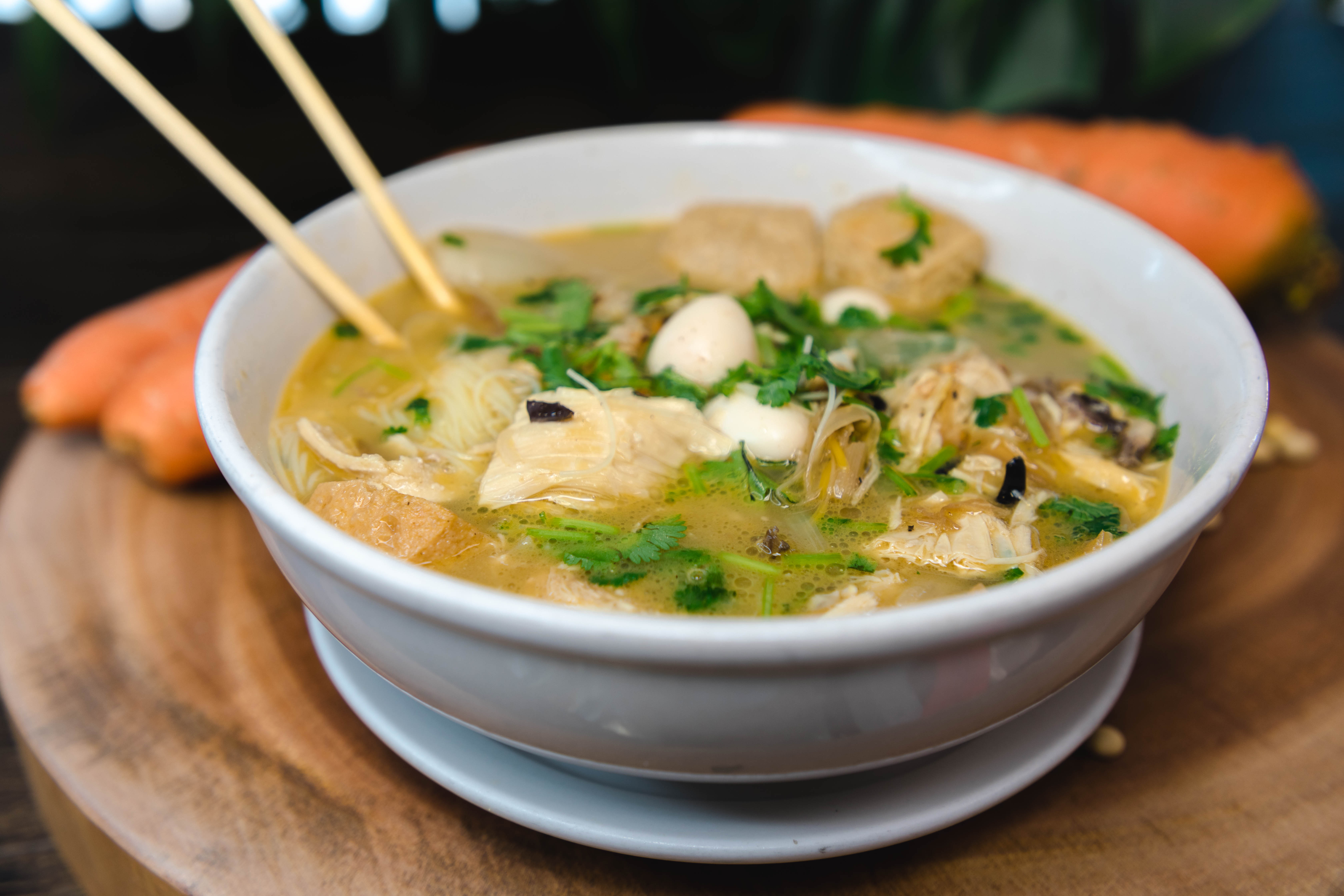 Order Kya Zan Hinga Noodle Soup food online from Chin Brothers Restaurant store, Indianapolis on bringmethat.com