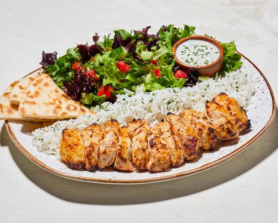 Order Flat Cut Chicken Kabob Plate food online from Gen Grill store, Irvine on bringmethat.com