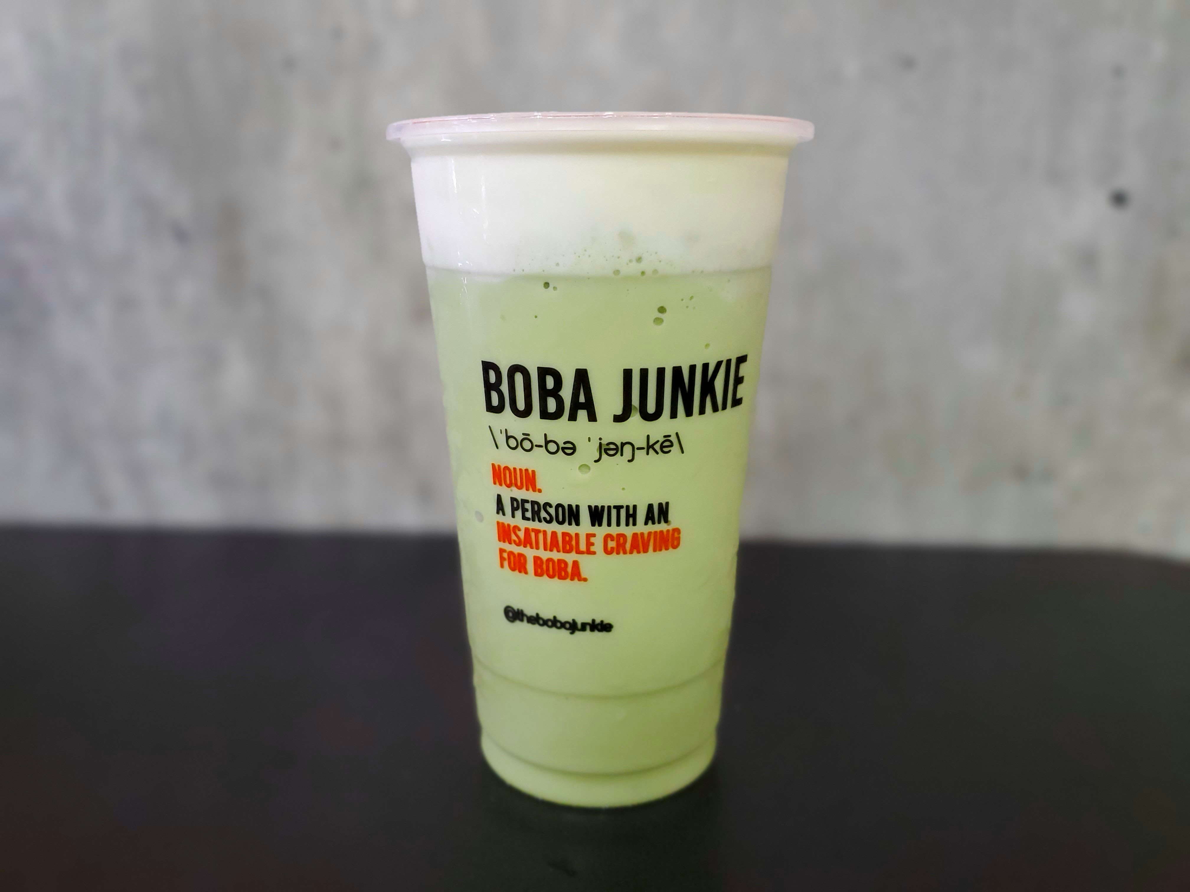 Order Matcha Green Tea Frappé food online from Boba Junkie store, Fountain Valley on bringmethat.com