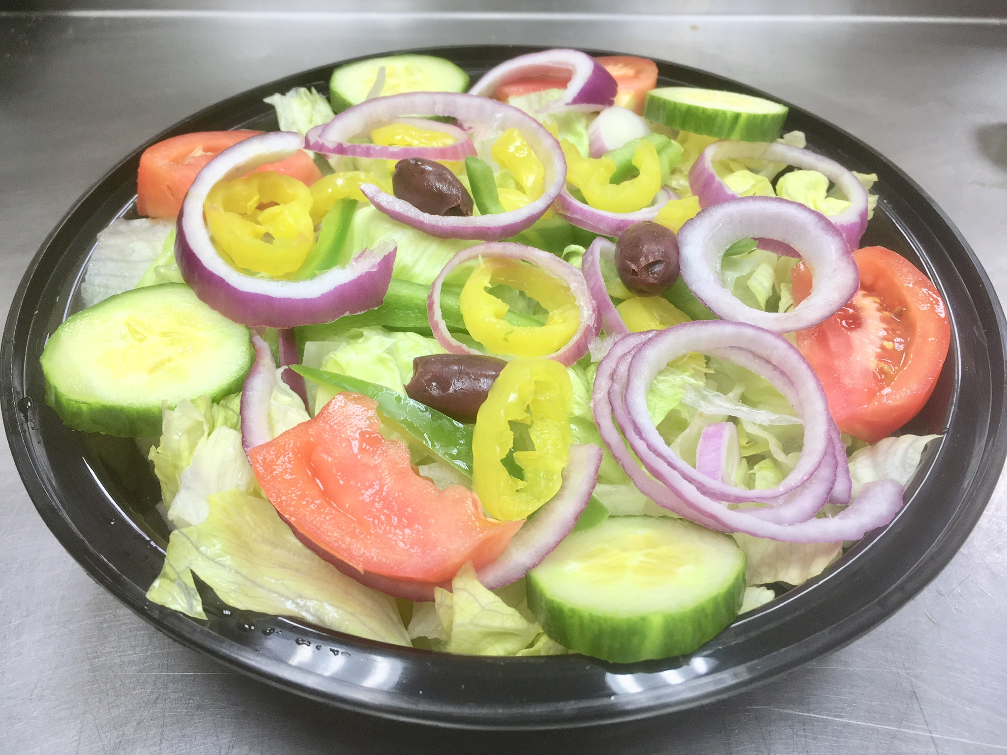 Order 5. Greek Gyro Salad food online from Pizza Mart - 12th St. NE store, Washington on bringmethat.com