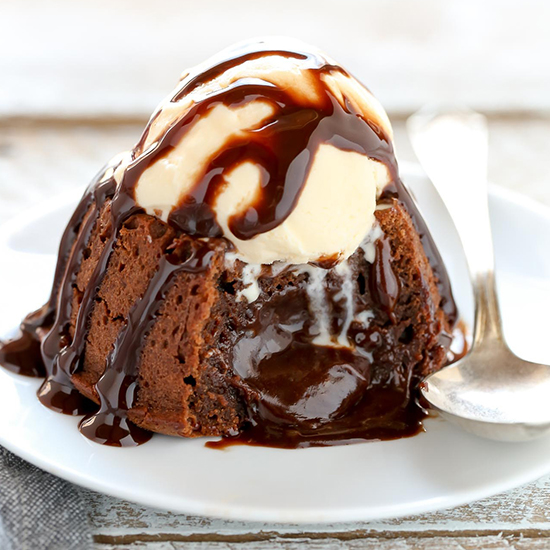 Order Molten Chocolate Cake / Vanilla Ice cream food online from Halal Kitch store, Egg Harbor Township on bringmethat.com