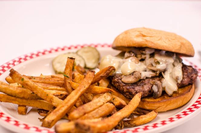 Order MUSHROOM & SWISS BURGER food online from Cahill Diner store, Inver Grove Heights on bringmethat.com