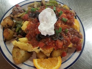 Order Mexican Scramble food online from Red Apple Café store, Aptos on bringmethat.com
