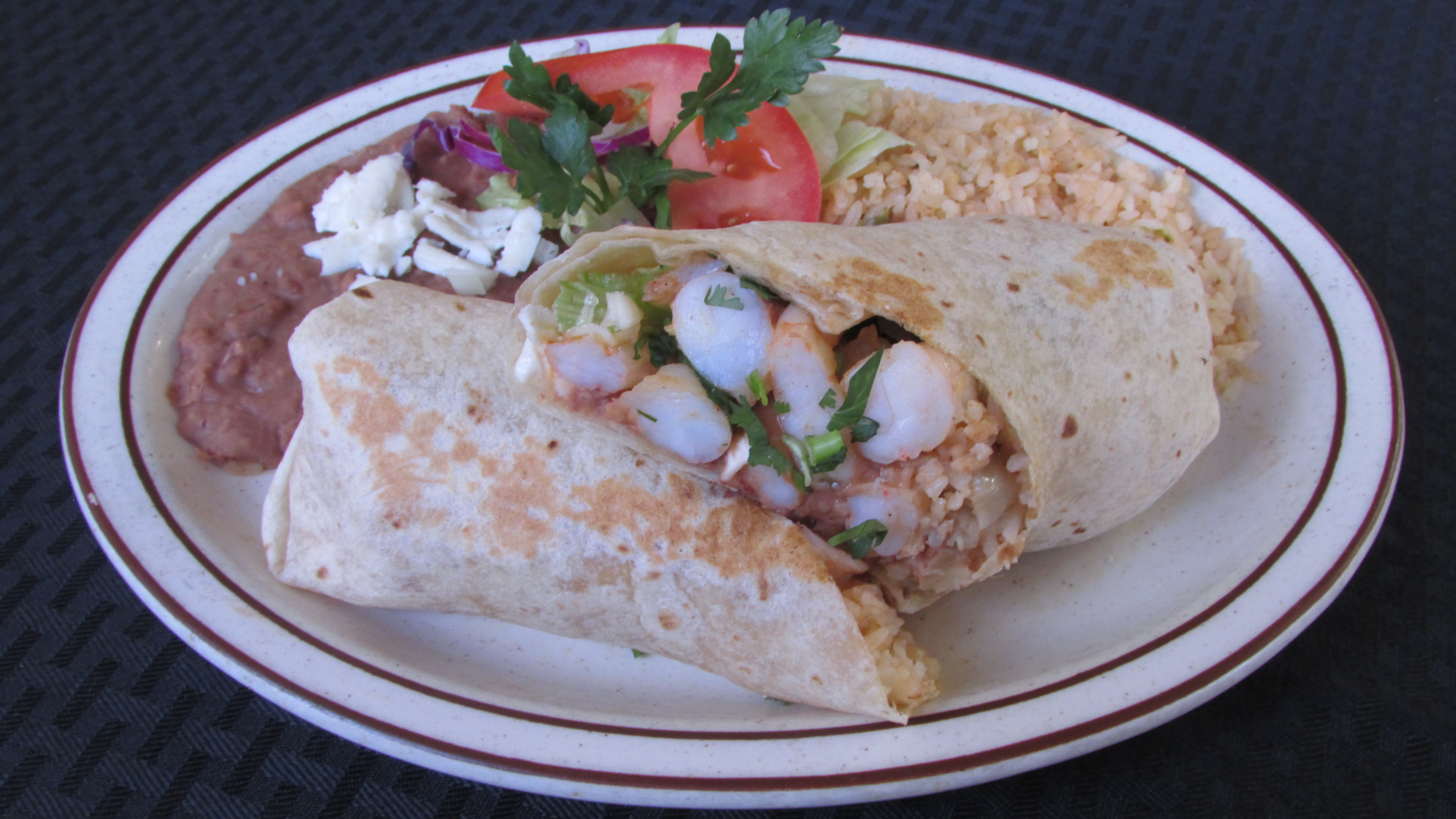 Order Shrimp Burrito food online from Tortillas Restaurant store, Cathedral City on bringmethat.com