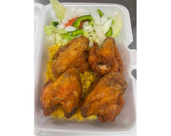 Order Whole Wings Over Rice Platter (4 pcs) food online from Kennedy Fried Chicken store, Monticello on bringmethat.com