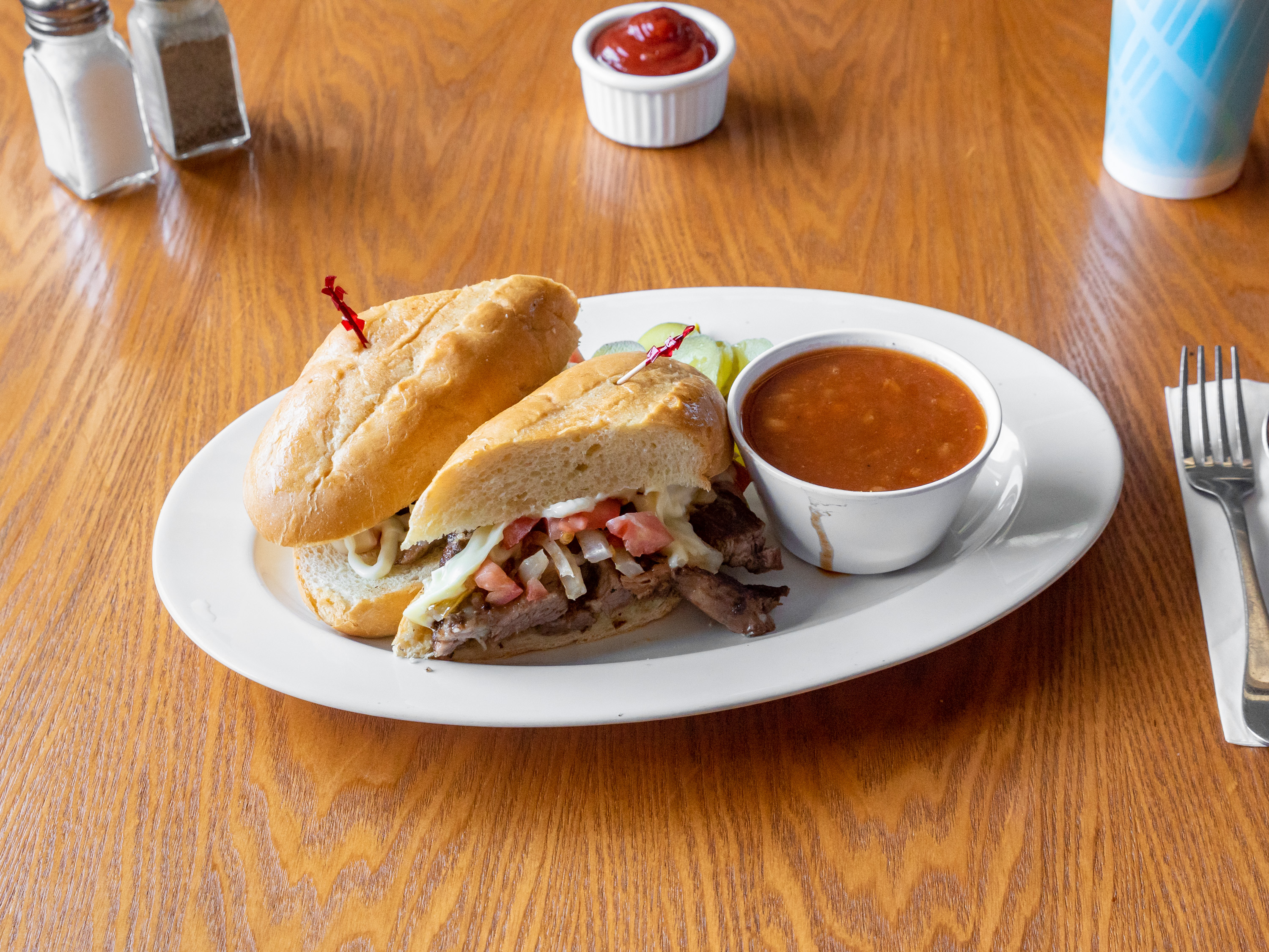 Order Steak and Cheese Sandwich food online from Ribs USA store, Burbank on bringmethat.com