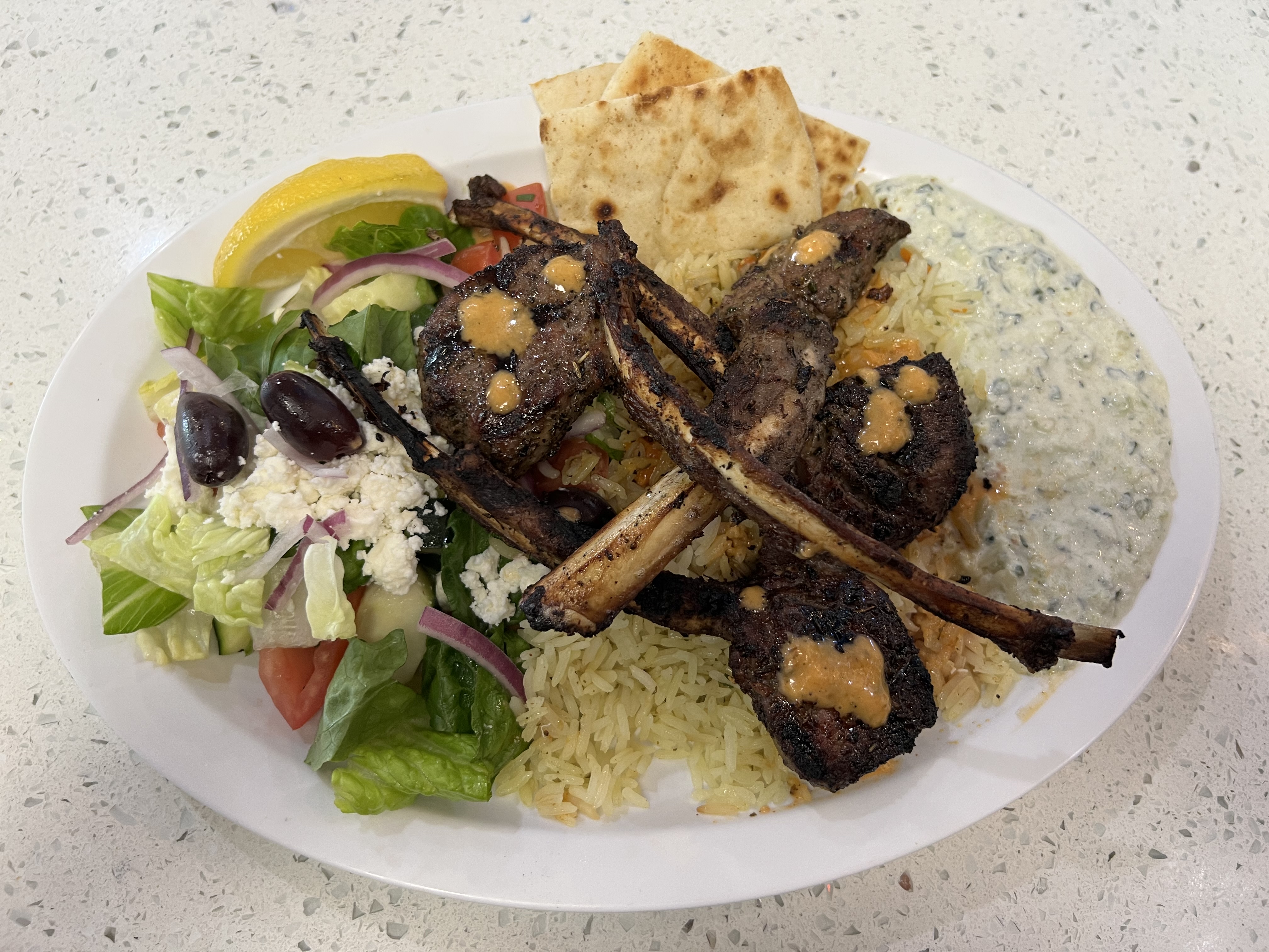 Order Rack of Lamb Plate food online from Mikonos Grill store, Milpitas on bringmethat.com