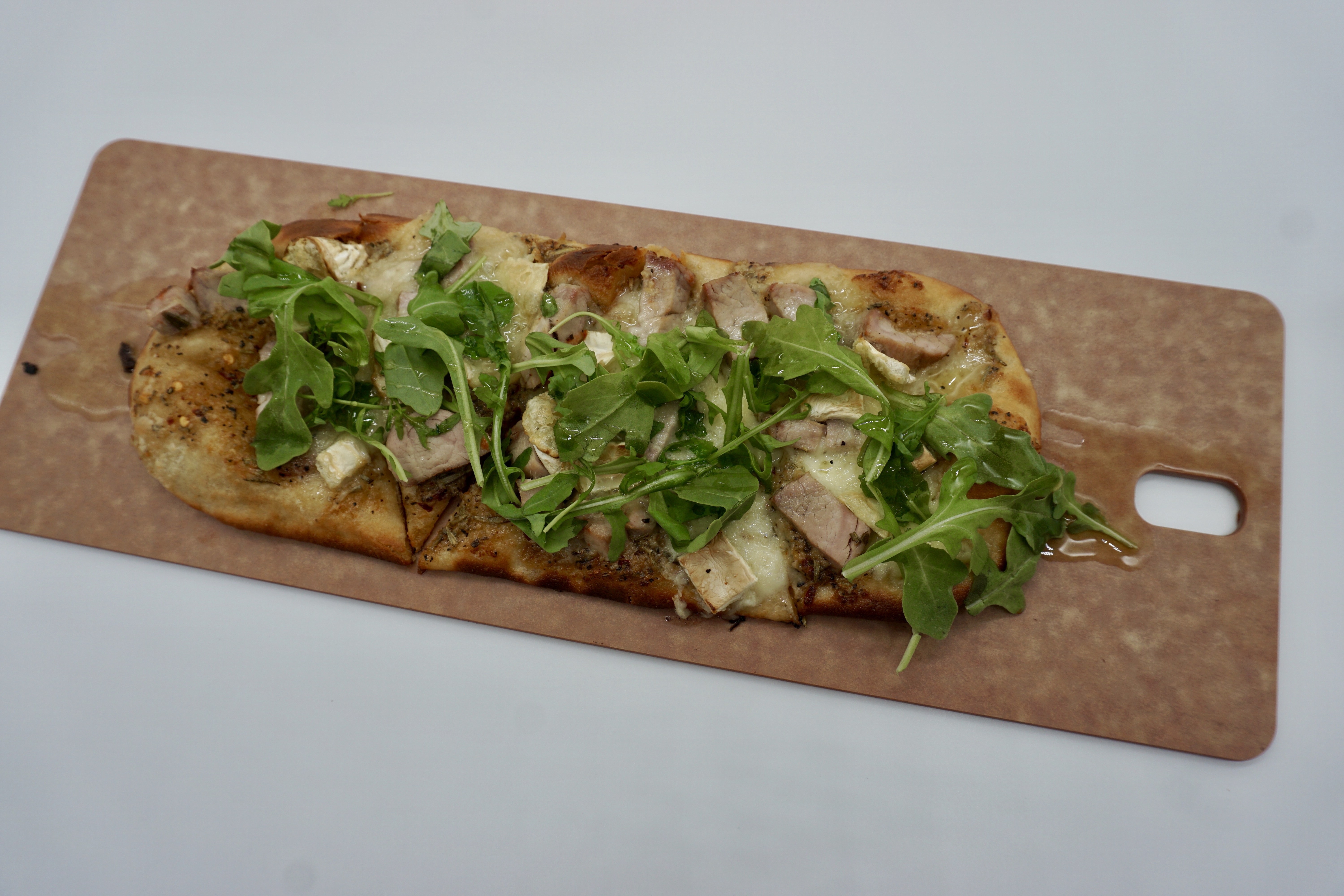 Order Pork Tenderloin and Brie Flatbread Pizza food online from Flagship Taproom store, Cotati on bringmethat.com