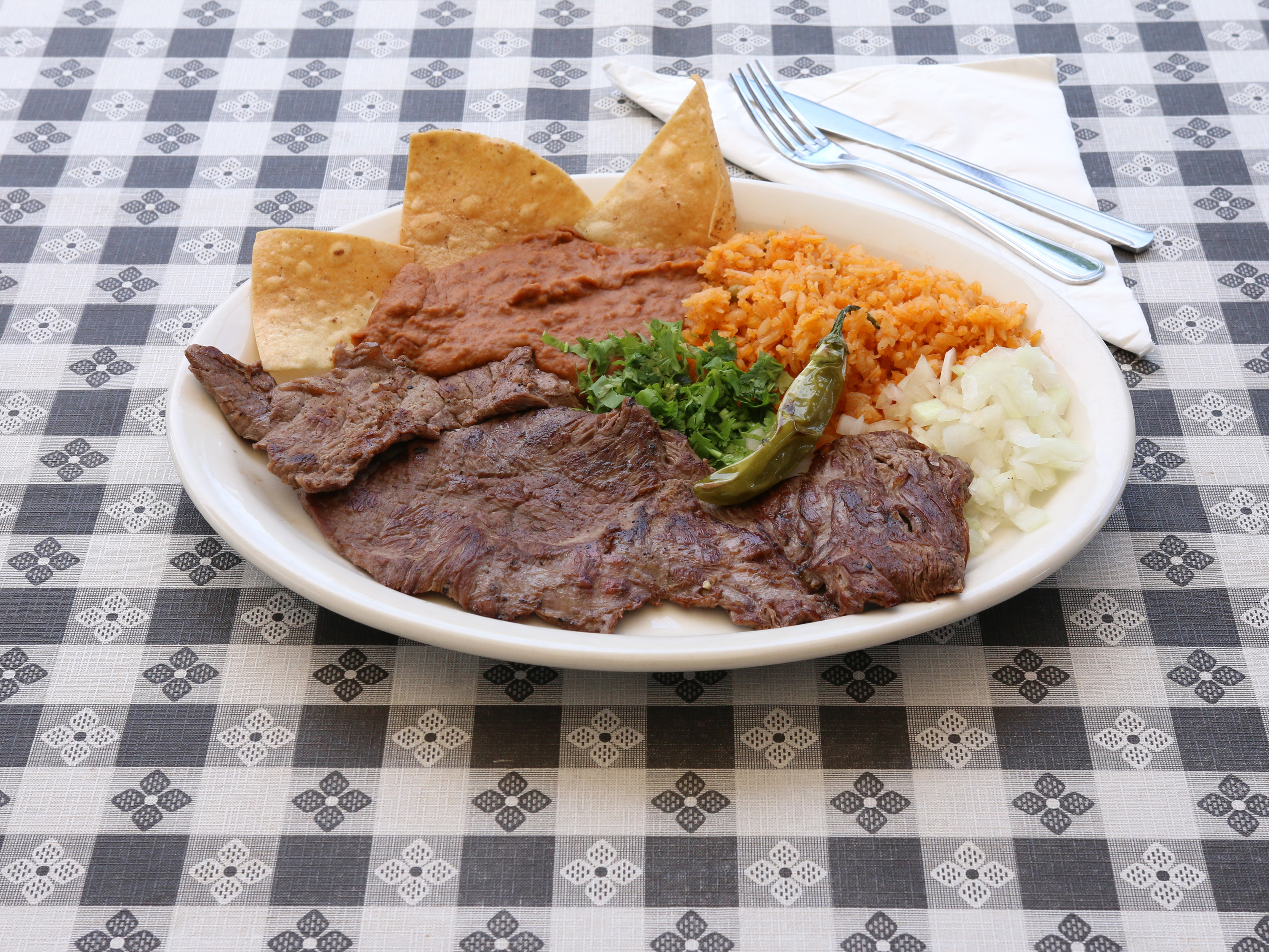 Order Carne Asada Plate food online from El Maguey Mexican Restaurant store, San Juan Capistrano on bringmethat.com