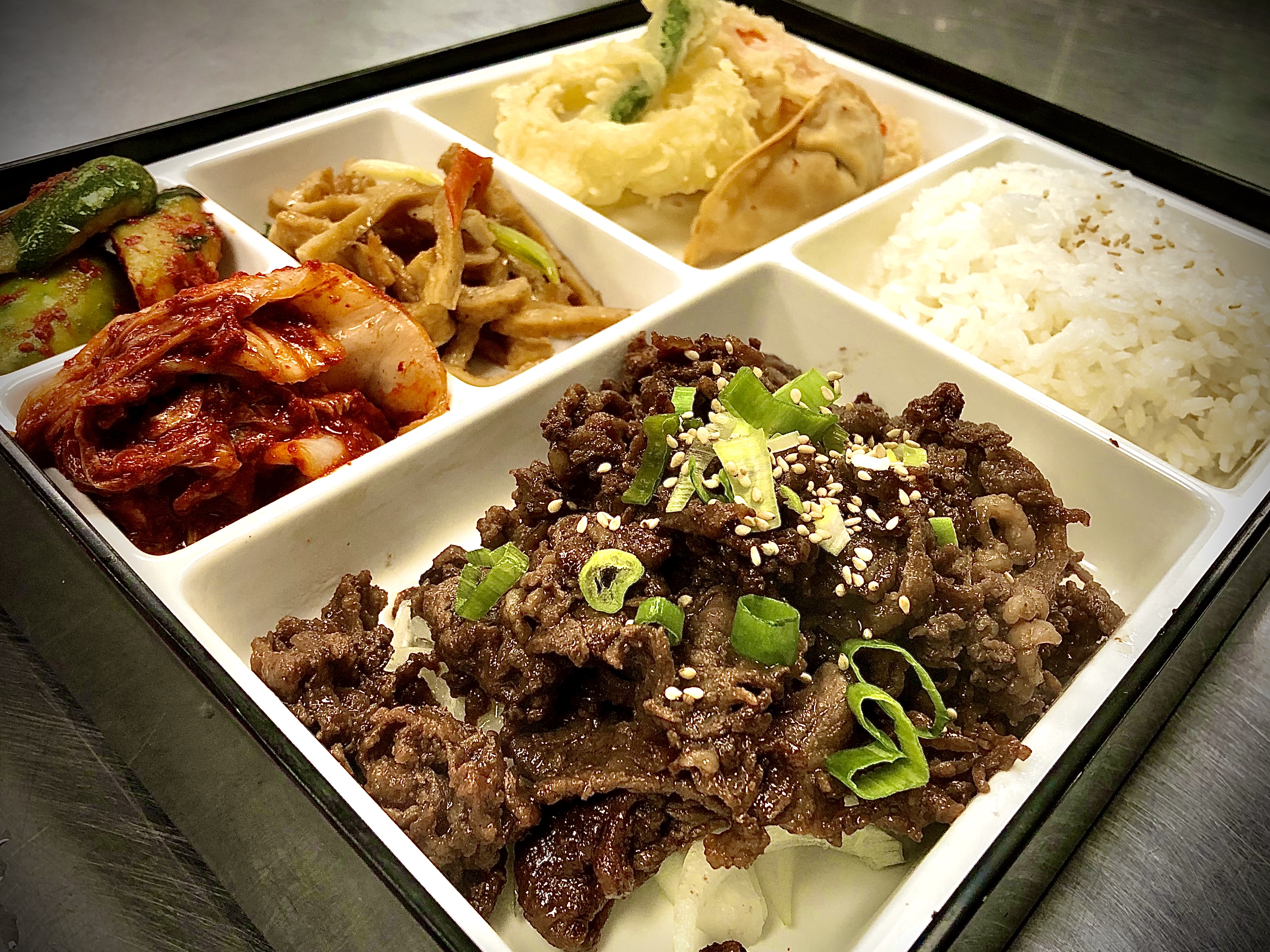 Order Beef Bulgogi Plate food online from All That Korean Kitchen store, Suwanee on bringmethat.com