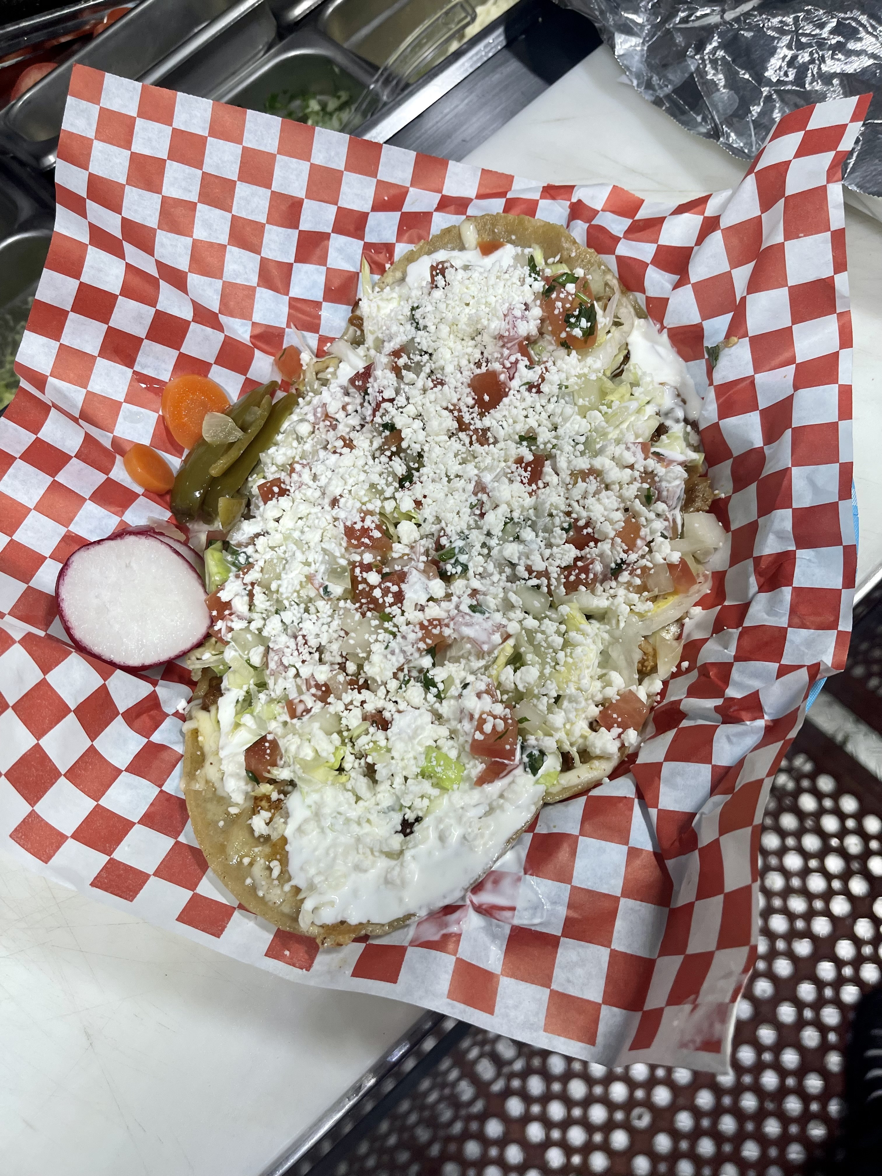 Order Huaraches Special food online from Melina Crazy Tacos store, East Palo Alto on bringmethat.com