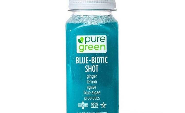 Order Blue Biotic, Cold Pressed Juice Shot (Probiotic Booster) food online from Pure Green store, Carmel on bringmethat.com
