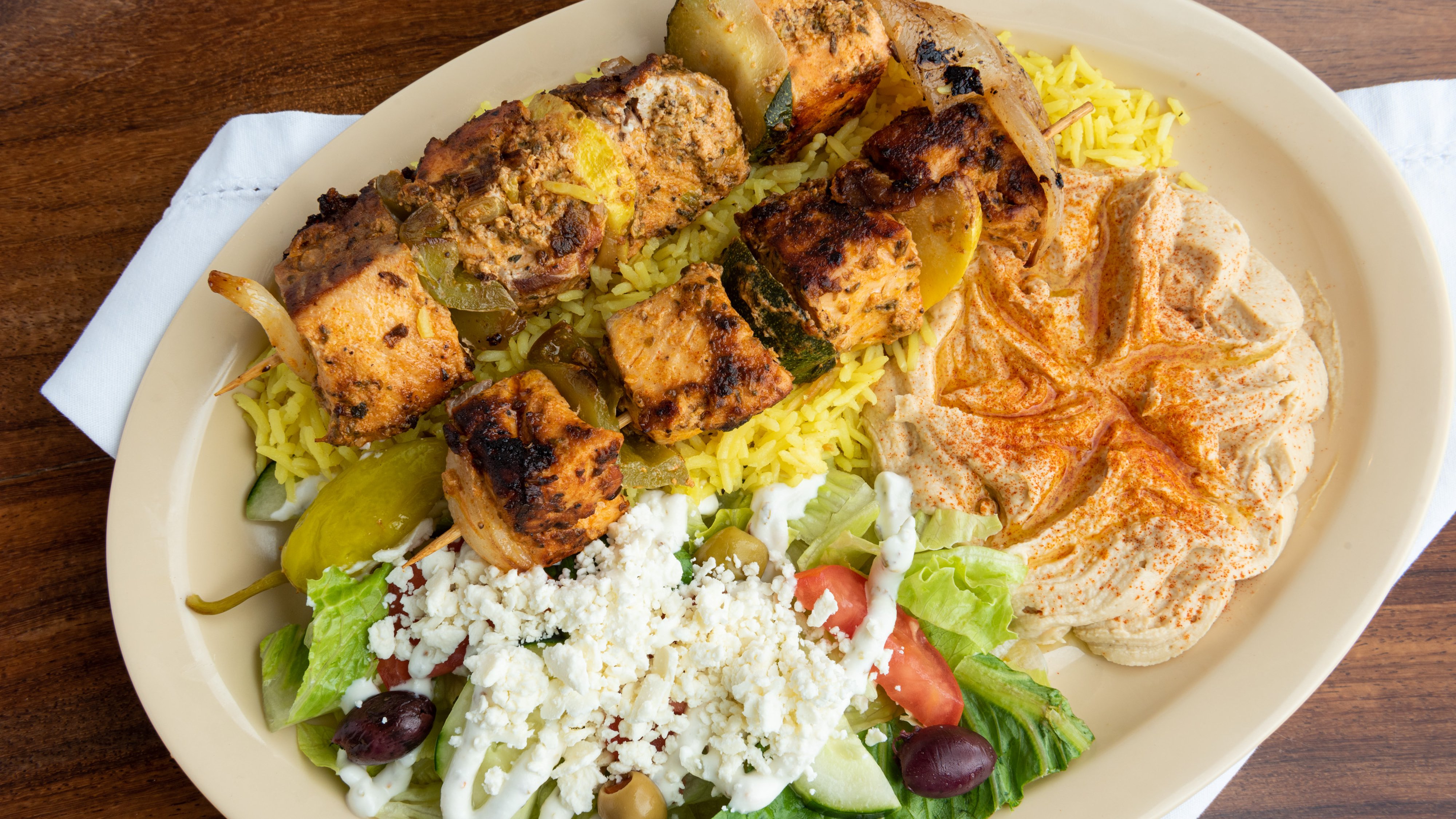Order Salmon Kabob food online from The Green Olive store, Long Beach on bringmethat.com