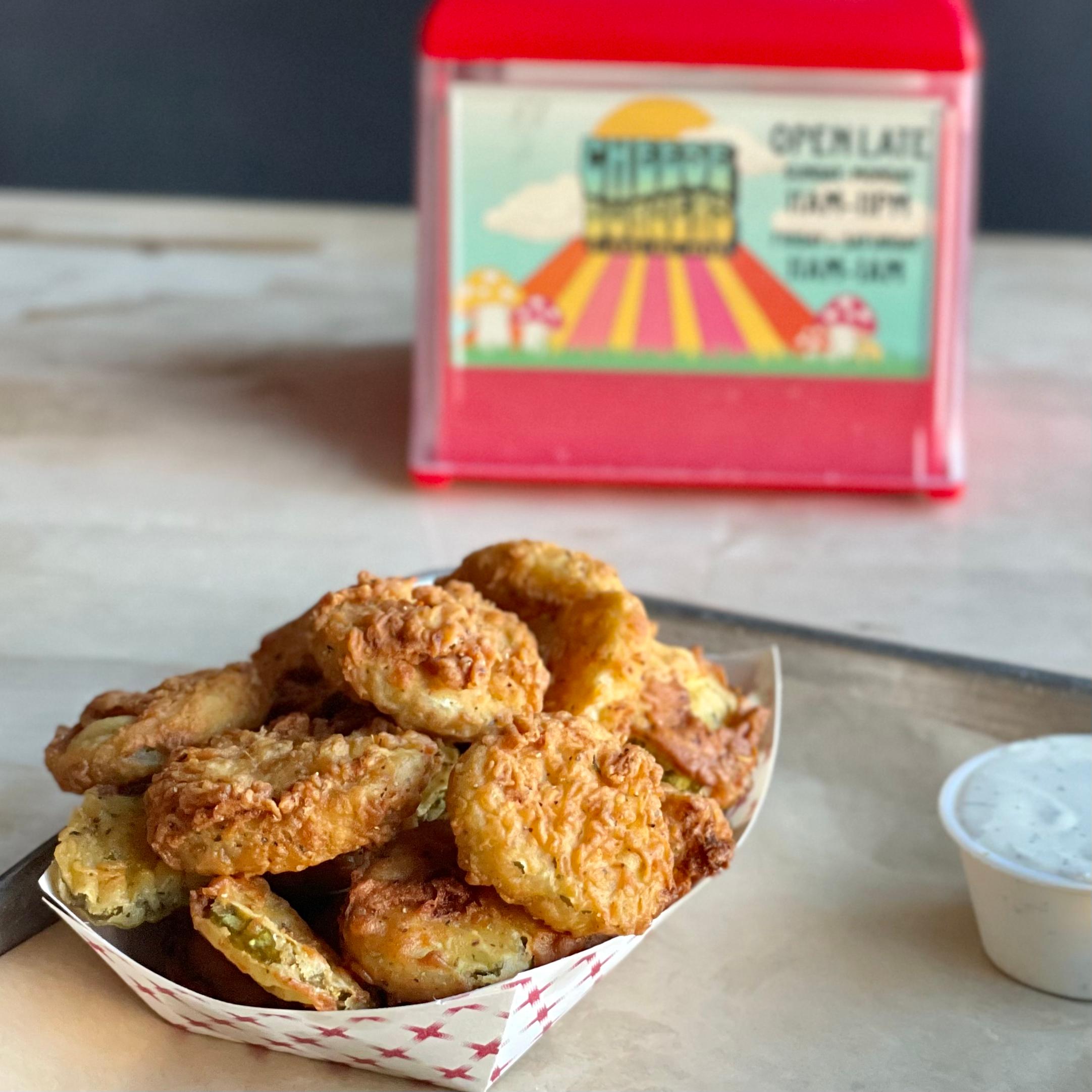 Order Fried Pickle Chips food online from Cheeseburgers - A Take-Out Joint store, Omaha on bringmethat.com