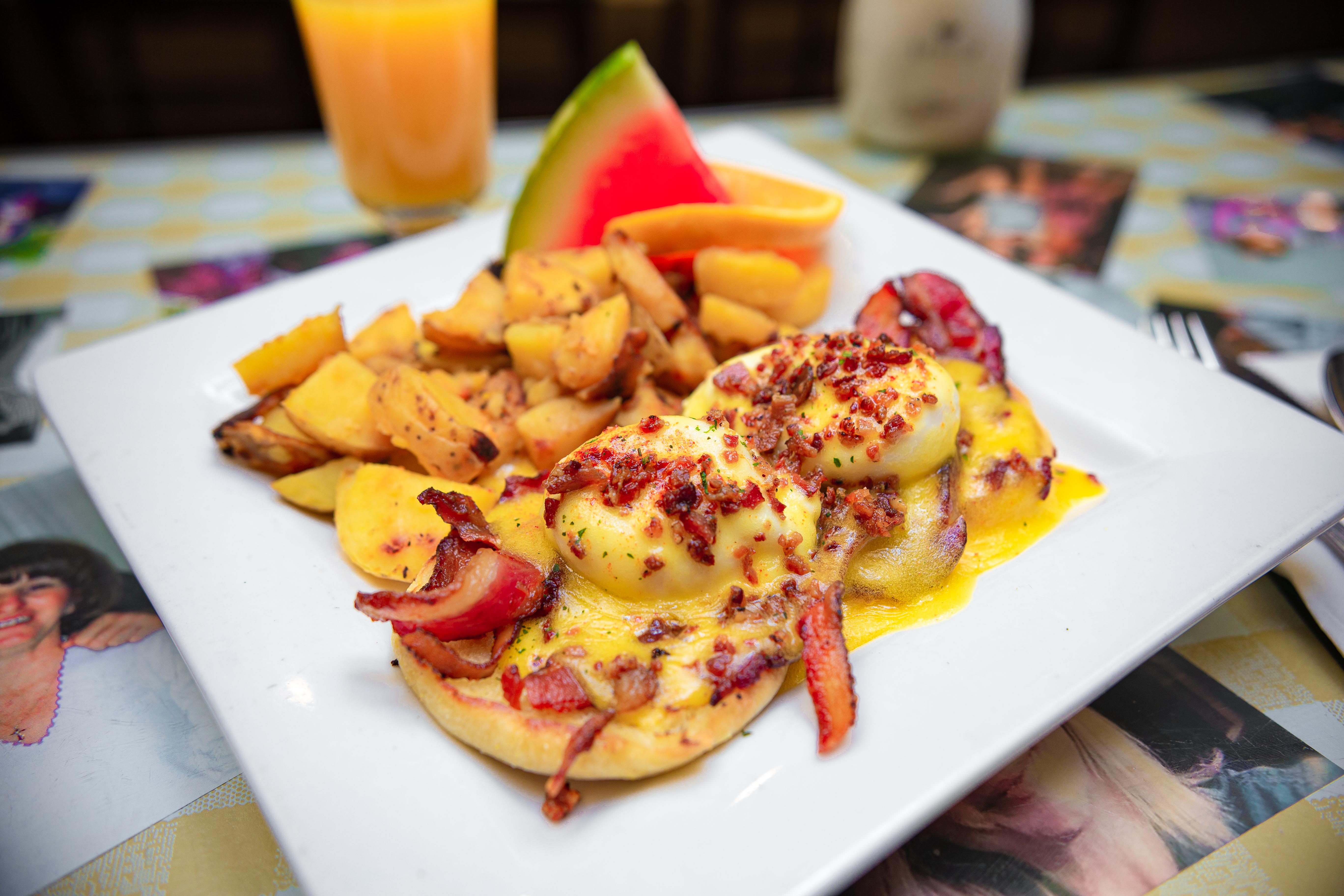 Order Bacon Lover's Benedict food online from Mom Restaurant store, Chico on bringmethat.com