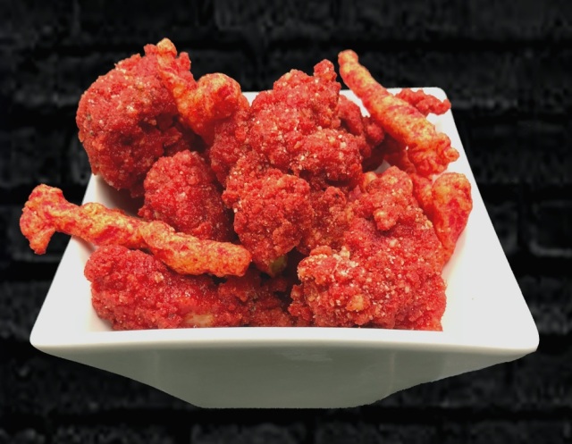 Order Flamin Hot Popcorn Chicken food online from Pit Stop Boba Shop store, South San Francisco on bringmethat.com