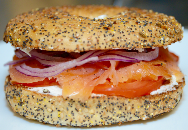 Order 5. Smoked Salmon Bagel food online from Sutter St. Cafe store, San Francisco on bringmethat.com
