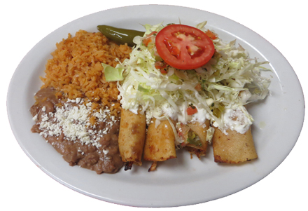 Order Flautas Plate food online from 7 Mares Seafood store, San Juan on bringmethat.com
