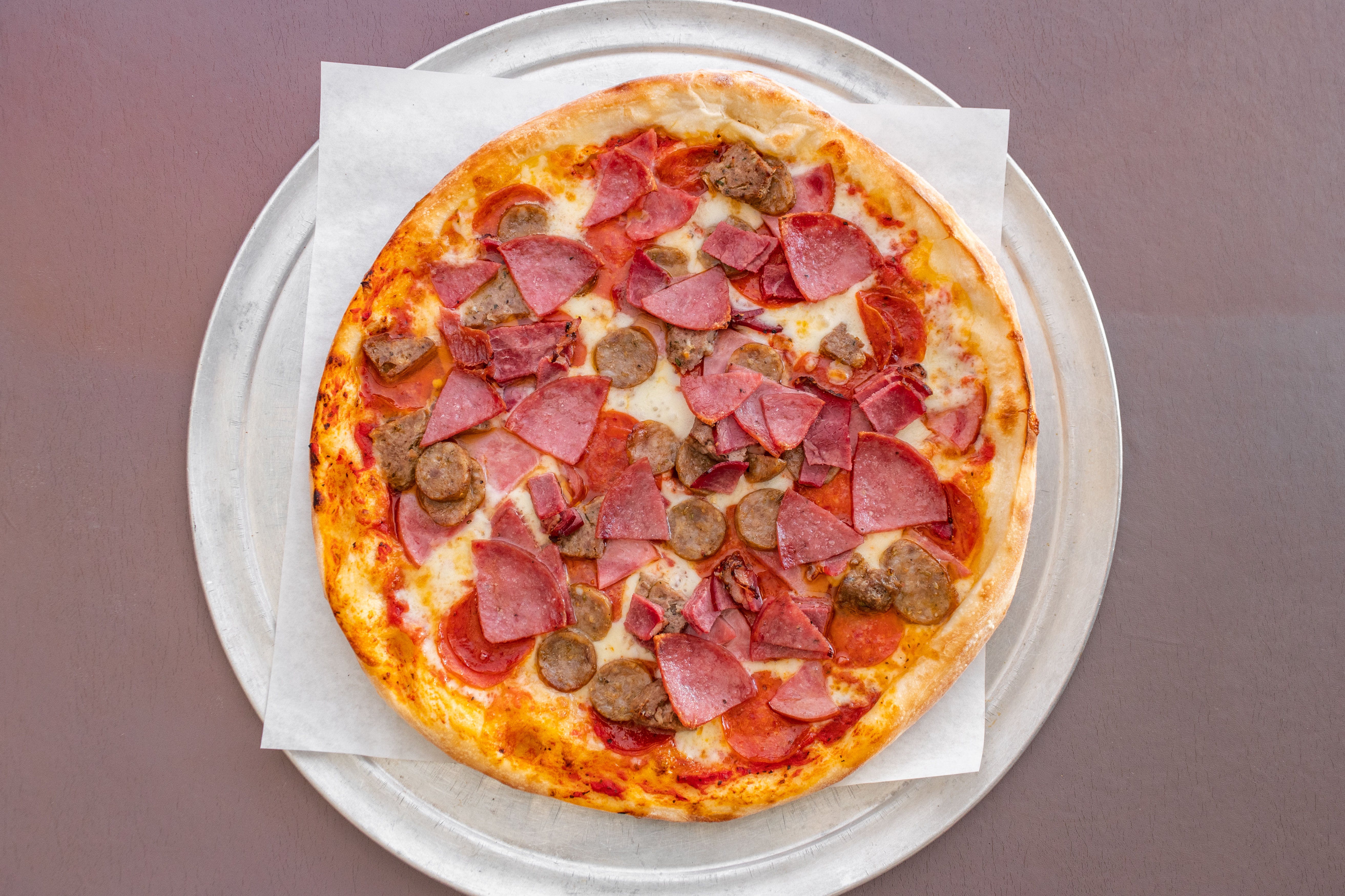 Order Meat Lovers Pizza - Large 16" (8 Slices) food online from Johnnie's NY Pizza store, Venice on bringmethat.com