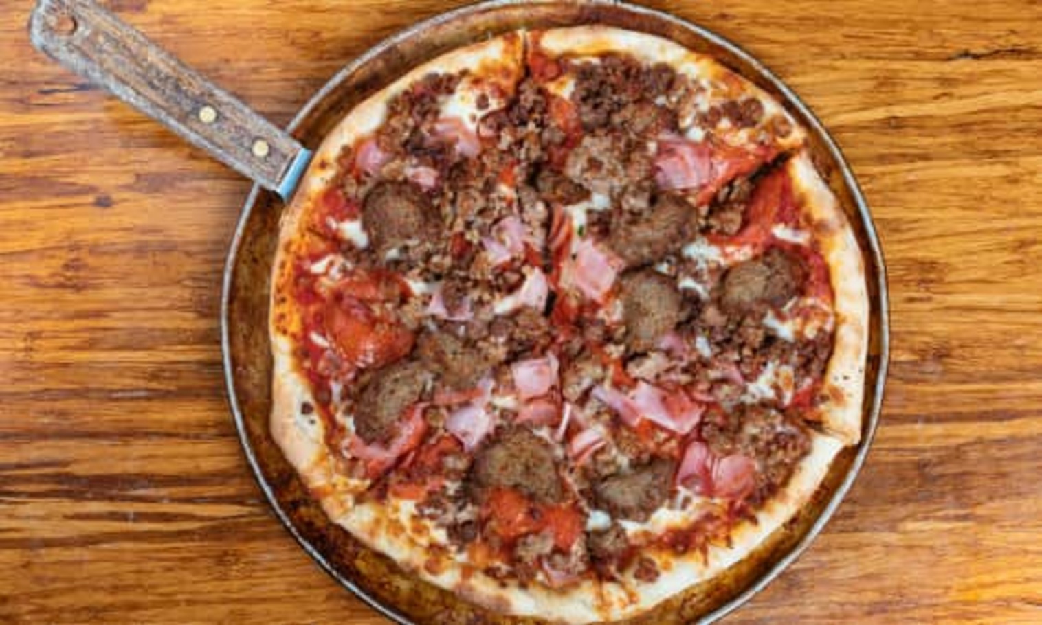 Order Meat Rager Pizza food online from The Post Sports Bar & Grill store, Creve Coeur on bringmethat.com