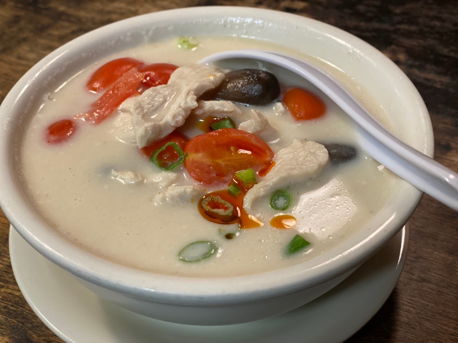 Order Tom Kar Soup food online from Little Thai Kitchen store, Greenwich on bringmethat.com