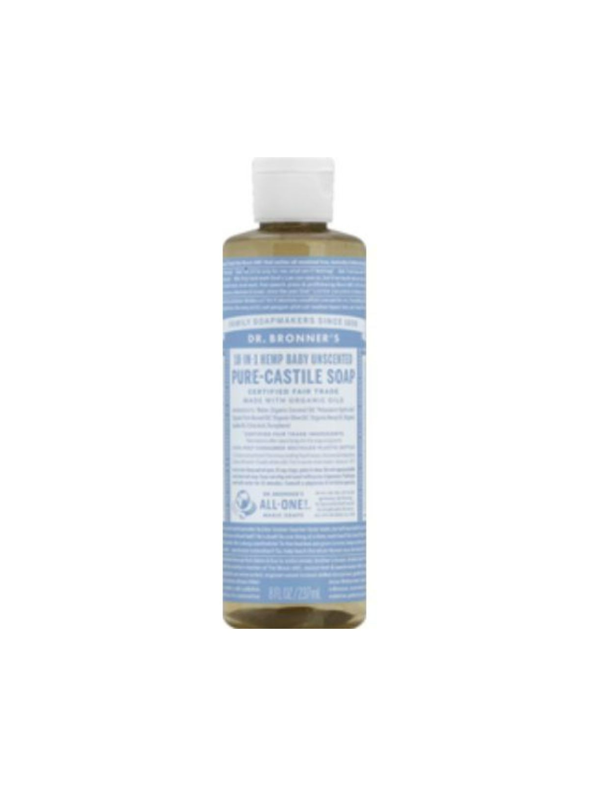 Order Dr. Bronner Baby Unscented Liquid Soap (8 oz) food online from Stock-Up Mart store, Minneapolis on bringmethat.com