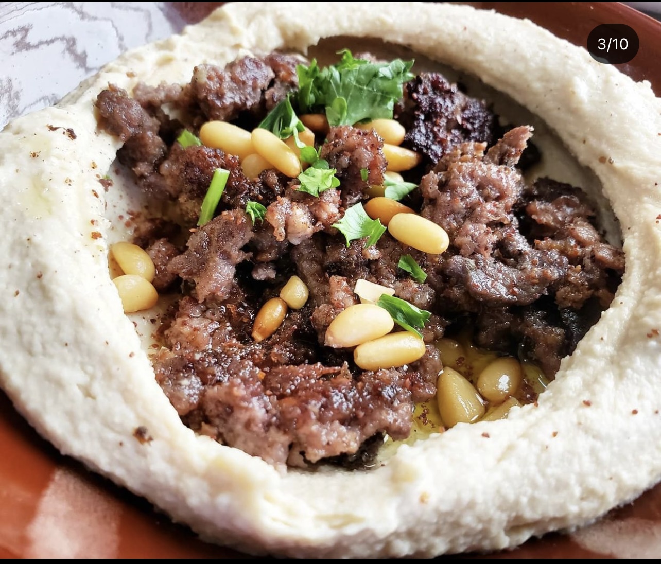 Order Hummus with Beef food online from Antika Cafe And Grill store, Houston on bringmethat.com
