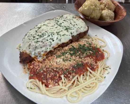 Order Chicken Parmesan Pasta food online from Mineos Pizza & Wings store, Franklin on bringmethat.com