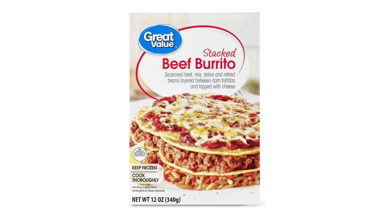 Order Great Value Stacked Beef Burrito food online from Red Roof Market store, Lafollette on bringmethat.com