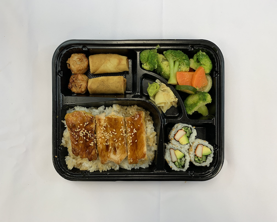 Order Bento 12 - Salmon Teriyaki food online from Sushi Time store, Boston on bringmethat.com