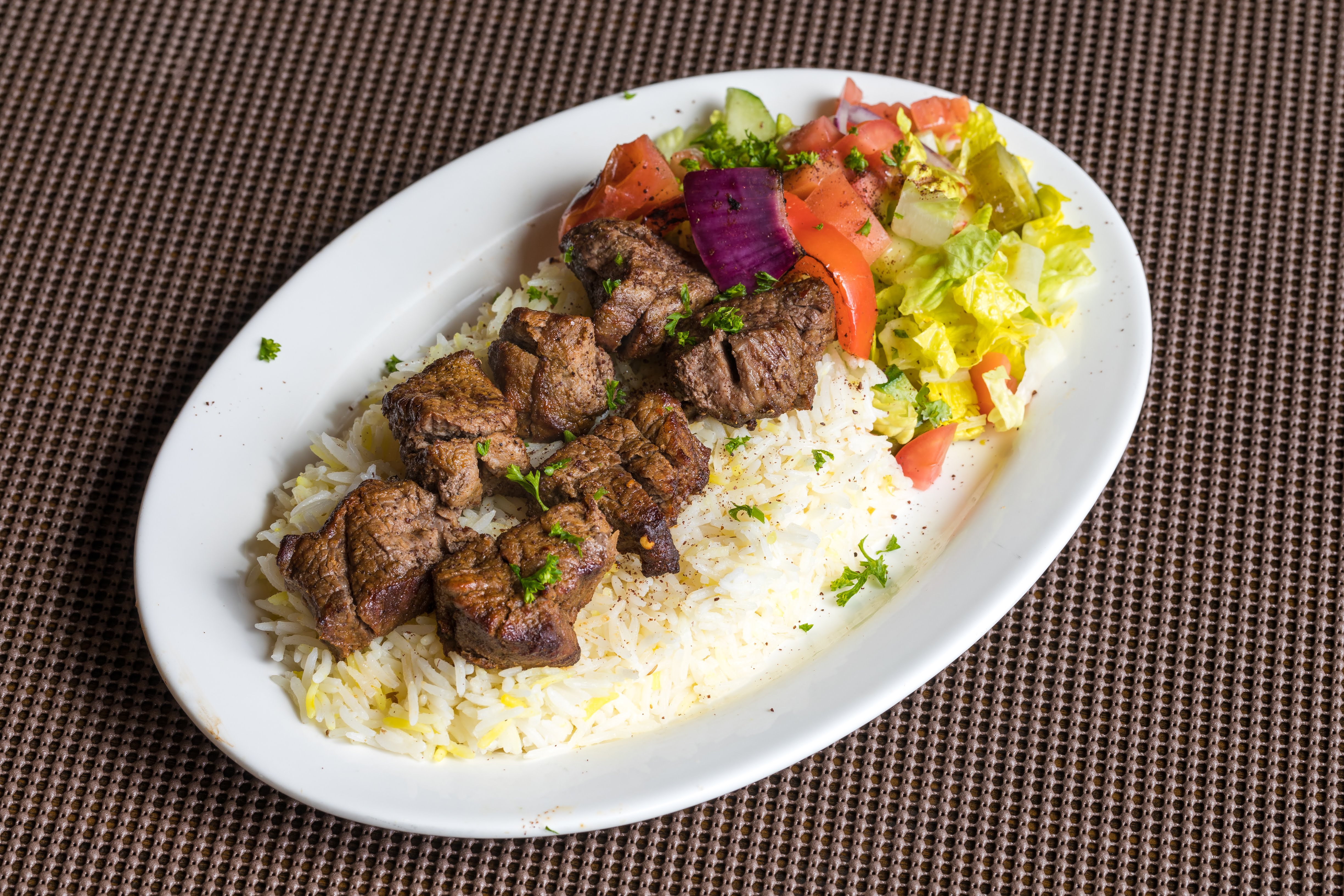 Order Beef Kabob Plate food online from Rockn Wraps store, Redwood City on bringmethat.com