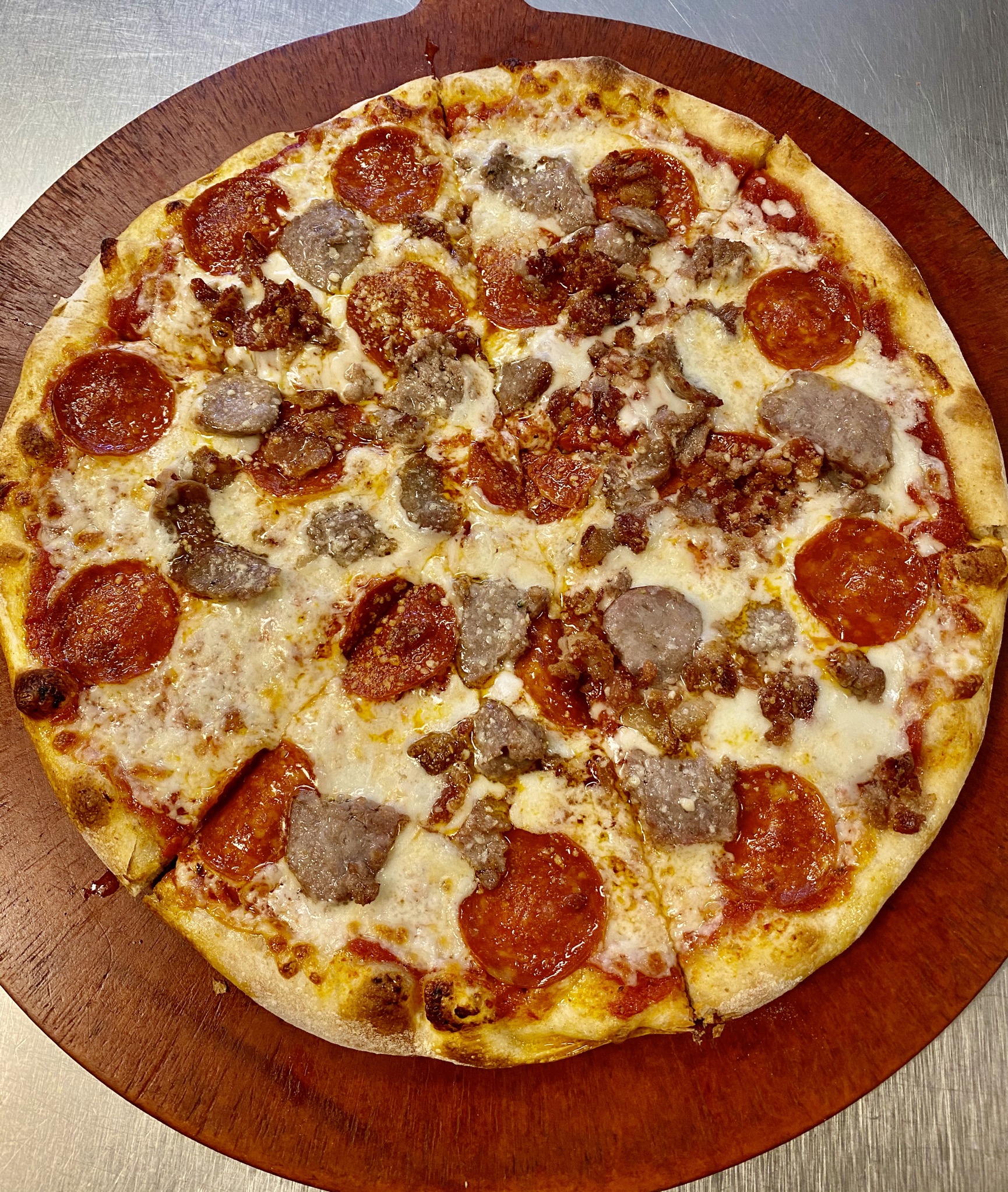 Order Med Meat Lover's Pizza food online from Piemonte Pizza & Grill store, Providence on bringmethat.com