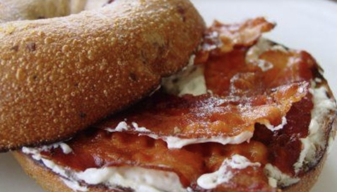 Order Bagel with Cream Cheese and Bacon food online from Frank's Philly Cheesesteaks store, New York on bringmethat.com