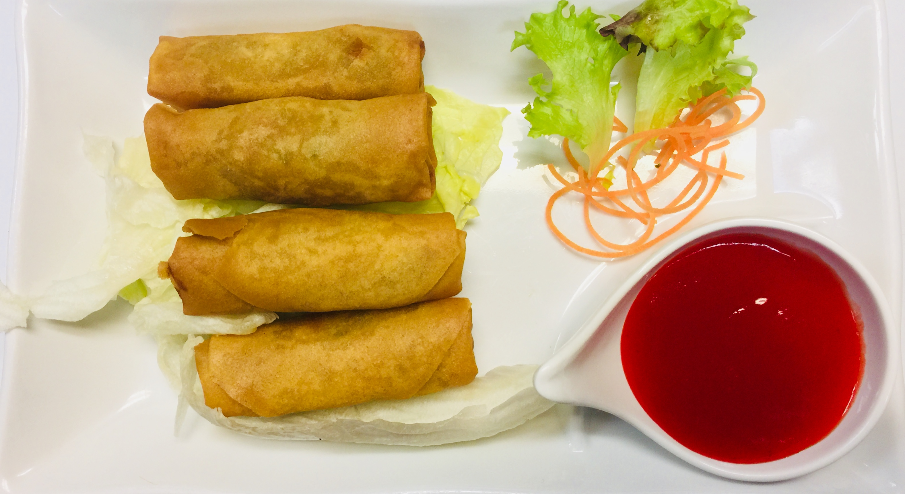 Order 4 Piece Vegetable Spring Roll food online from Yummy Asian Bistro store, Fox River Grove on bringmethat.com