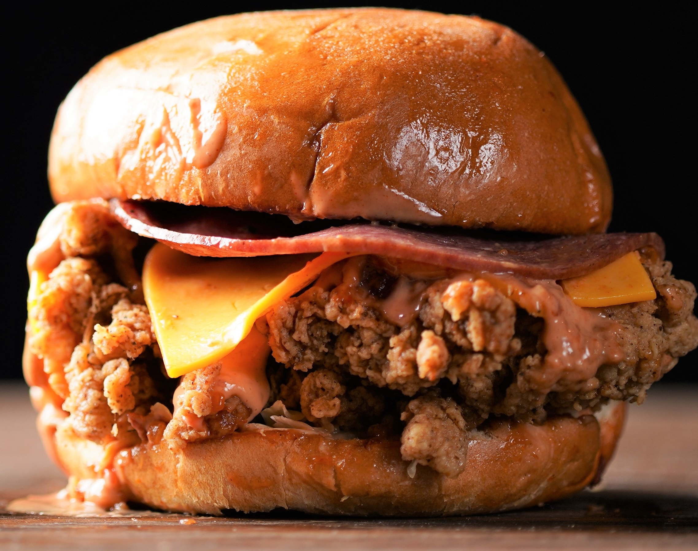 Order Yorker Burger (HFC Signature) food online from Halal Fried Chicken store, Sunnyvale on bringmethat.com