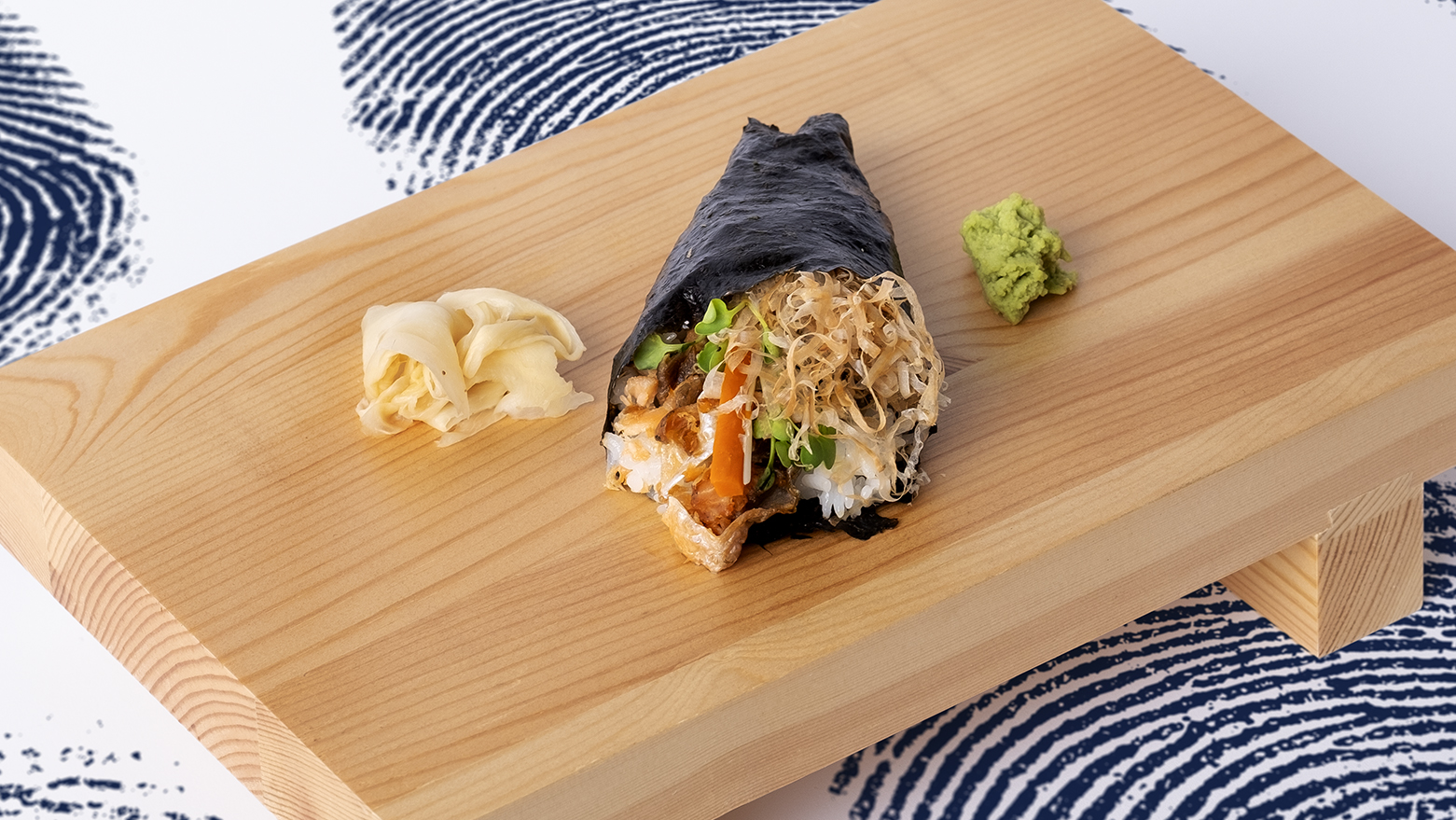 Order Salmon Skin Hand Roll food online from Rolls Goals store, Los Angeles on bringmethat.com