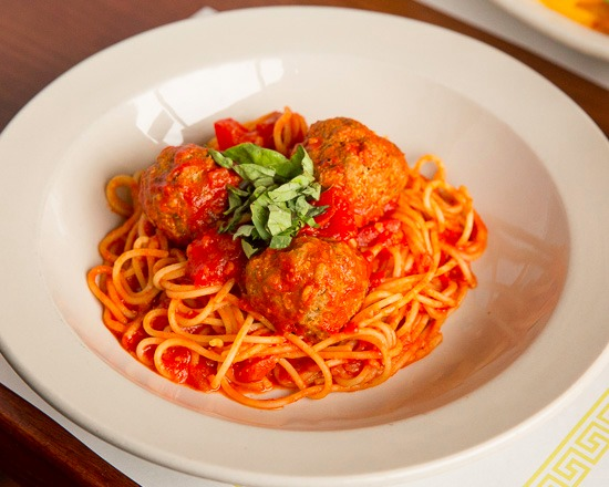 Order Pasta with Meatballs  food online from Carusos Italian Kitchen store, Los Angeles on bringmethat.com