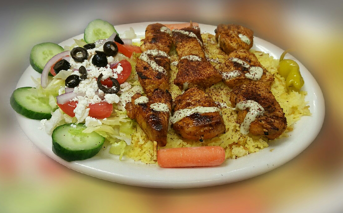 Order Chicken Kabab Plate food online from Gyro Cafe store, Everett on bringmethat.com