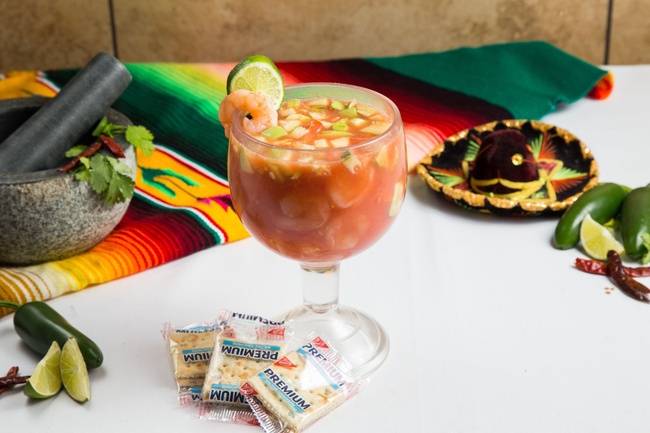Order Mexican Shrimp Cocktail food online from Tacos N More Mexican Grill store, Chandler on bringmethat.com