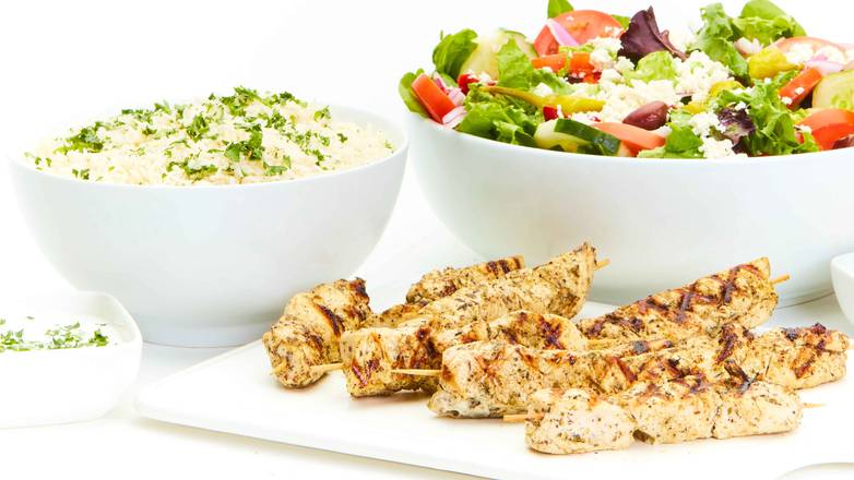 Order Grilled Chicken Kebob Family Feast for 6 food online from Taziki Mediterranean Cafe store, Memphis on bringmethat.com