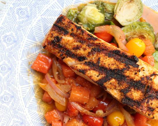Order Blackened Grilled Atlantic Salmon food online from Corcoran's Grill & Pub store, Chicago on bringmethat.com
