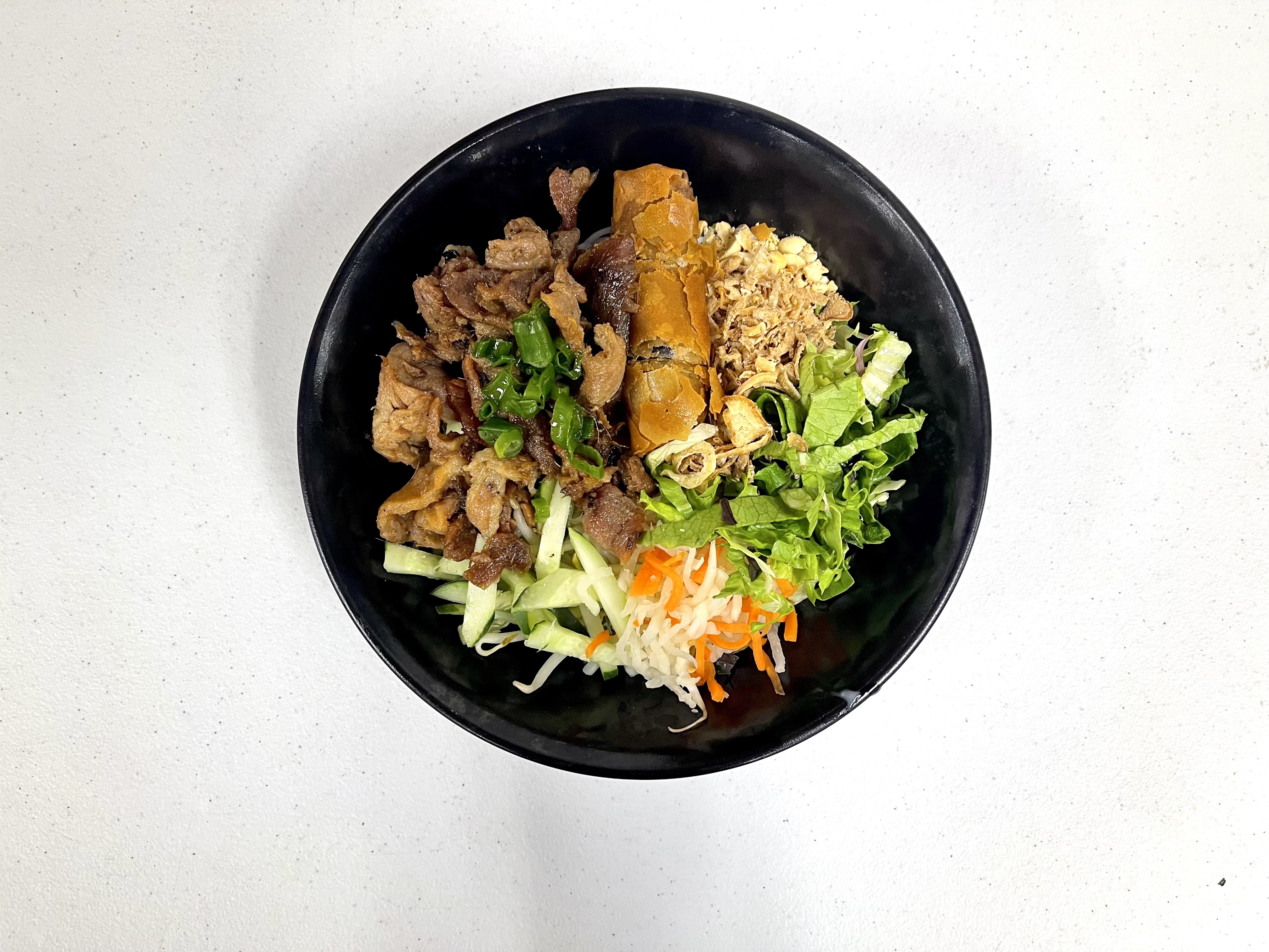 Order Bun Thit Nuong Cha Gio - Noodles with Grilled BBQ Pork and Egg Roll food online from Joyful House store, Saint Louis on bringmethat.com