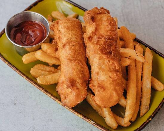 Order Kids Fish & Chips food online from Jimmy Famous American Tavern store, Dana Point on bringmethat.com