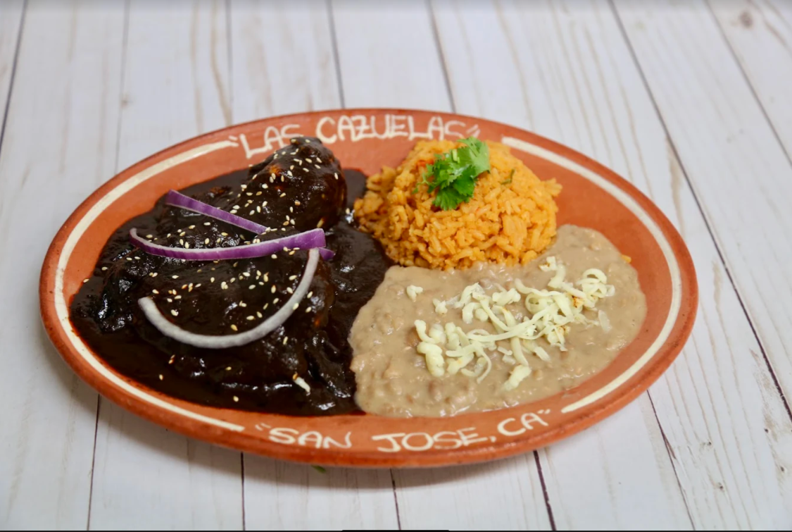 Order 20. Chicken Mole Plate Special food online from Las Cazuelas store, San Jose on bringmethat.com